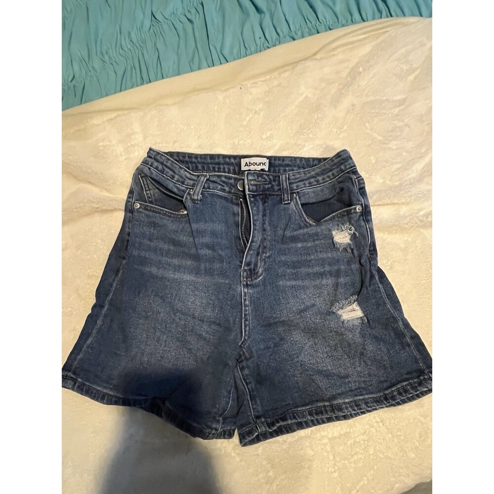 Abound Women’s High Rise Distressed Rolled Cuff Denim Jean Shorts - Size 28